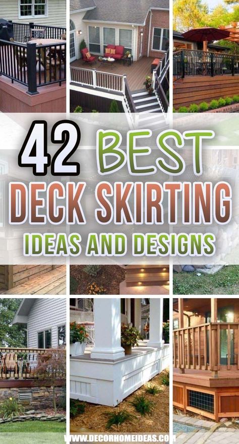 Deck Skirting Ideas, Lattice Deck, Skirting Ideas, House Skirting, Deck Landscaping, Deck Skirting, Stone Deck, Decking Ideas, Deck Makeover