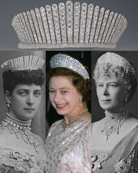 The Queen Alexandra Kokoshnik Tiara. In 1888, The Prince & Princess of Wales the future King Edward VII & Queen Alexandra were celebrating… Queen Elizabeth Jewels, Kokoshnik Tiara, Royal Family Jewels, British Crown Jewels, Royal Crown Jewels, Queen Alexandra, Royal Crowns, Royal Tiaras, Elisabeth Ii