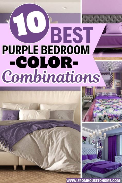 10 Purple Color Combinations That Look Good In A Bedroom | Interior Design Purple Bedding Sets Color Combos, Lavendar Bedrooms, Purple And Brown Bedroom, Purple Bedroom Decor Ideas, Teen Boy Bedroom Paint, Purple Appliances, Purple Headboard, Dark Purple Walls, Purple Bedroom Ideas