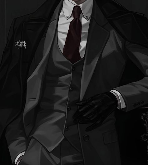 Black Hair Red Eyes Male Art, Man In Suit Art Drawing, Handsome Anime Men In Suits, Mafia Men Art, Man In Suit Art, Mafia Boss Anime, Man In Suit Drawing, Mafia Pfp, Mafia Fanart