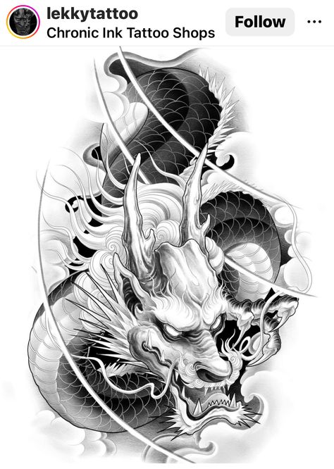 Dragons Tattoos, Dragon Koi Tattoo Design, Dragon Tattoo Drawing, Dragon Head Tattoo, Geisha Tattoo Design, Asian Dragon Tattoo, Dragon Tattoo Sketch, Dragon Tattoo Ideas, Tattoo Japanese Style