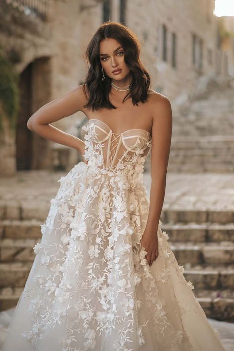 Berta Bridal, Aline Wedding Dress, Occasion Dresses Wedding, Print Flower, A Wedding Dress, Gorgeous Wedding Dress, Wedding Dress Inspiration, Bustiers, Wedding Dress Styles