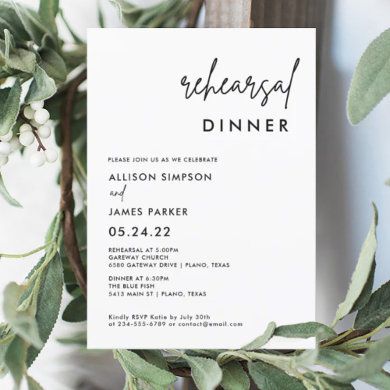 Rehearsal Dinner Invitations Rehearsal Dinner Invitations & Templates | Zazzle Minimalist Dinner, Modern Rehearsal Dinner, Wedding Announcement Cards, Wedding Rehearsal Dinner Invitations, Black And White Wedding Invitations, Rehearsal Dinner Invitation, Simple Invitation, Minimalist Wedding Invitations, Dinner Invitation