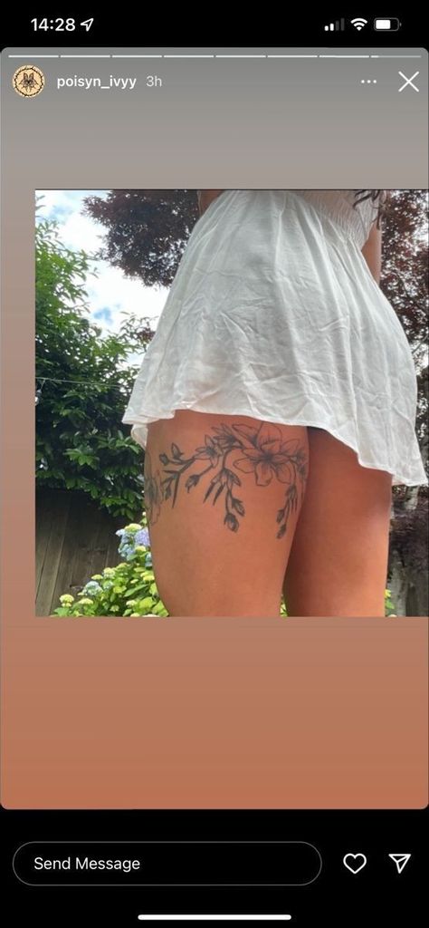 Ethereal Tattoos Thigh, Flower Thigh Band Tattoo, Leg Wrap Tattoos Women, Upper Thigh Wrap Around Tattoo, Wrap Around Thigh Tattoo Women, Behind The Thigh Tattoos For Women, Wrap Around Tattoo Thigh, Thigh Tattoos Women Wrap Around, Pretty Thigh Tattoos For Women