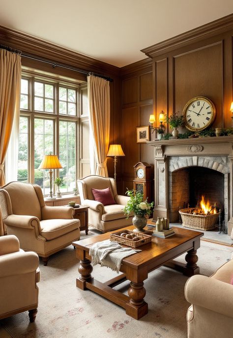 Old Money Living Room Traditional Great Room Decorating, Traditional Home Interiors Living Room, Old Lady Living Room, Vintage Traditional Living Room, English Living Room Traditional, Historical Homes Interior, English Farmhouse Living Room, Old Money Homes, Old Money Living Room