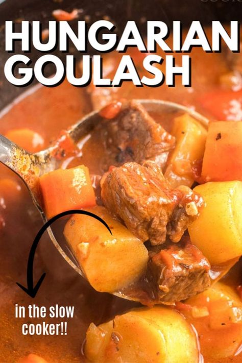 Hungarian Goulash Recipes Crockpot, Crockpot Hungarian Goulash Slow Cooker, Slow Cooker Hungarian Goulash, Crockpot Hungarian Goulash, Goulash Slow Cooker, Bananas Dessert, Natasha Kitchen, Amazing Dinners, Beef Crockpot