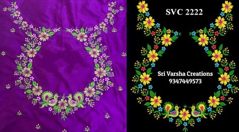 Boatneck Computer Embroidery Designs, Sri Varsha Creations, Machine Work Designs, Computer Embroidery Work Blouse Designs Latest, Computer Work Blouse Designs Simple, Computer Work Blouse Designs Latest Simple, Computer Machine Embroidery Designs For Blouse, Computer Work Designs, Latest Computer Embroidery Design Blouses