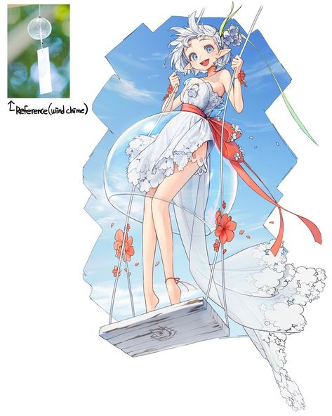 Rinotuna Art, Yuumei Art, Japon Illustration, 캐릭터 드로잉, 판타지 아트, 영감을 주는 캐릭터, Wind Chime, Character Design References, Fantasy Character Design