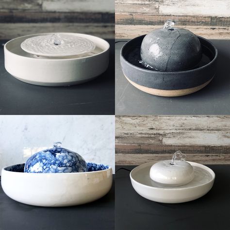 Modern Ceramic Pet Fountains by Tania Julian Ceramics • hauspanther #cats #pets #fountains #handmade #ceramic Fountain Diy, Table Fountain, Pet Fountain, Modern Fountain, Diy Fountain, Cat Fountain, Cat Water Fountain, Pump Cover, Indoor Fountain