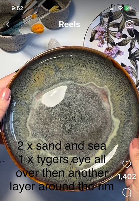 Tigers Eye Glaze Combinations, Mayco Glaze Tigers Eye, Sand And Sea Glaze Combinations, Ceramic Glaze Recipes, Glaze Ceramics, Slab Pottery, Glaze Recipe, Pottery Glazes, Ceramics Pottery Art