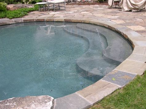 pool coping stone gray | ... coping is a quarried stone with colors ranging from gray to gray green Flagstone Pool, Natural Stone Pool, Coping Stones, Stone Pool Coping, Pool Tile Designs, Pool Paving, Glass Pool Fencing, Pool Decking, Decking Ideas