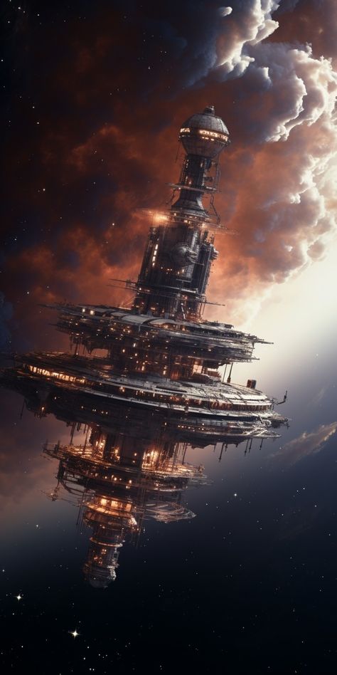 Alien Space Station, Huge Spaceship, Sci Fi Space Station, Space Station Art, Apocalypse Landscape, Space Colony, Alien Spacecraft, Sci Fi Landscape, Dreamy Artwork