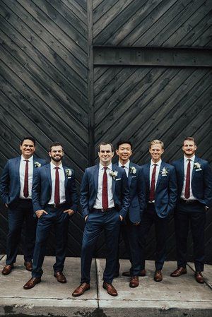 Fall Weddings 101: Inspiration + More Fall Wedding Planning, Groom Suit Navy, Navy Groomsmen, Navy And Burgundy Wedding, Blue Groomsmen, Groomsmen Style, Navy Suit Wedding, Wedding Groomsmen Attire, Groom Wedding Attire