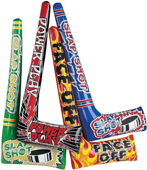 Amazon.com: Fun Express Inflatable Hockey Sticks - Set of 12 blow up sticks - Hockey Birthday Party Supplies and Favor Toys : Toys & Games Hockey Birthday Party Favors, Hockey Party Favors, Hockey Birthday Party, Hockey Birthday Parties, 7th Birthday Party Ideas, Hockey Party, Hockey Birthday, Sports Birthday Party, Hockey Sticks