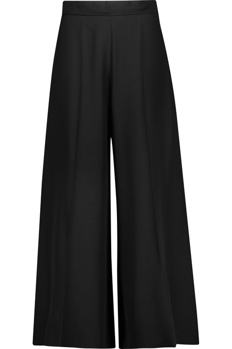 VALENTINO Silk-Canvas Wide-Leg Pants. #valentino #cloth #pants Luxury Ankle-length Pants With Belt Loops, Luxury Full-length Black Pants, Valentino Pants Women, Gucci Luxury Wide-leg Pants, Pants Png, Valentino Skirt, Valentino Silk, Valentino Pants, Cloth Pants