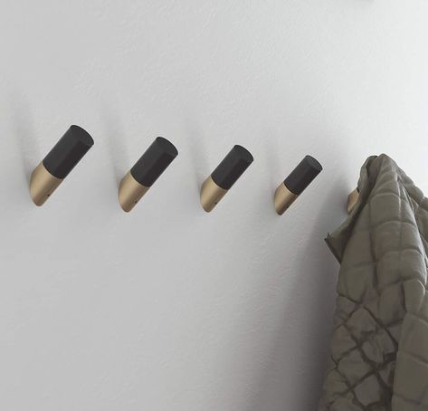 Seamless, modern, and champagne... We are obsessed! Entryway Wall Hooks, Entrance Way, Entryway Wall, Floor Bathroom, Wood Studs, Hook Wall, Champagne Bronze, Towel Hooks, Modern Vibe