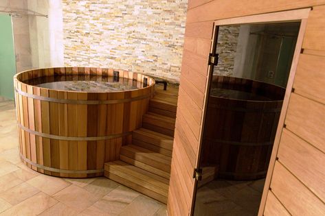 Cold Plunge Pool Cold Pool Spa, Cold Plunge Tub And Sauna, Home Gym Sauna Cold Plunge, Cedar Cold Plunge, Cold Plunge Barrel, Cold Plunge Therapy, Cold Plunge Room Ideas, Backyard Cold Plunge, Home Cold Plunge