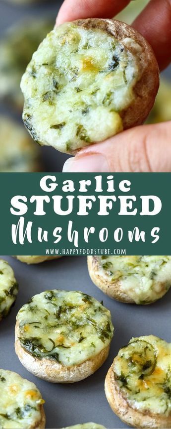 Garlic Stuffed Mushrooms, Vegetarische Diners, Mushroom Garlic, Entertaining At Home, Quick And Easy Appetizers, Easy Appetizers, Garlic Recipes, Buffalo Chicken Dip, God Mat