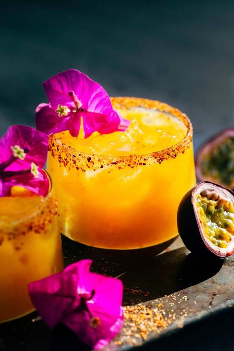 Spicy Passion Fruit Margarita - Butternut Bakery Passion Fruit Puree, Best Chocolate Chip Muffins, Italian Margarita, Passion Fruit Margarita, Fruit Margarita, Butternut Bakery, Allergy Friendly Desserts, Lime Cake, Mango Margarita