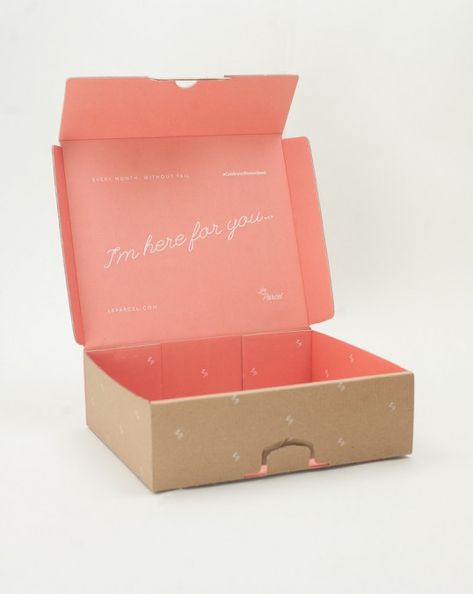 Liking the way there's copy on the inside cover of the box. The colour scheme is so complimentary and the copy itself is mega sweet. Packaging Box Design, Packaging System, Watercolor Card, Box Packaging Design, Packing Design, Pink Box, Pretty Packaging, Packaging Ideas, Shipping Boxes