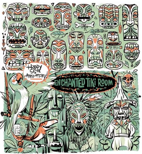 Happy 55th Anniversary, Tiki Artwork, Tiki Hawaii, Tiki Tattoo, Tiki Head, Tiki Lounge, Enchanted Tiki Room, Tiki Art, Tiki Mask