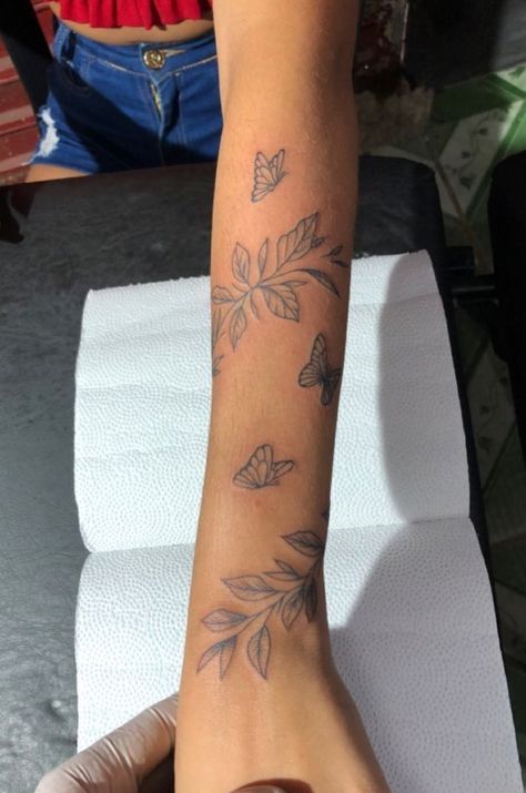 Female Arms, Tattoo Ideas For Female, Wrap Around Wrist Tattoos, Lower Arm Tattoos, Around Arm Tattoo, Wrap Around Tattoo, Arm Sleeve Tattoos For Women, Simple Arm Tattoos, Christian Tattoo