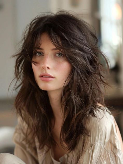 Trendy Medium Length Shag Haircuts for 2024: Embrace Volume and Texture Shag Haircut With Side Part, Medium Modern Shag, Medium Length Haircut Shaggy, Medium Asymmetrical Haircut, Medium Length Haircut Wolf Cut, Short Shag Side Part, Extreme Shag Haircut, Textured Layered Haircut Medium, Shag Hairstyles Without Bangs