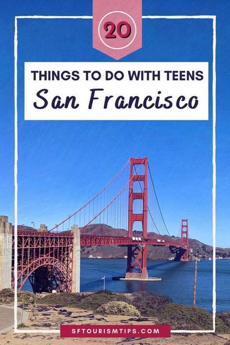 Are you looking for unforgettable experiences in San Francisco with your teenagers? Discover the top activities that will keep them entertained, from biking across the gorgeous Golden Gate Bridge to catching a thrilling theater show. Don't miss out on our family-friendly museums, mesmerizing street festivals, the adrenaline-pumping 7D Experience on Pier 39, and the electrifying atmosphere at local sports games. Grab your adventure-loving teens and conquer the best of San Francisco together! San Francisco Activities, Travel Tips And Tricks, Alcatraz Island, California Vacation, The Golden Gate Bridge, Vacation Usa, San Francisco Travel, California Travel Road Trips, San Fran