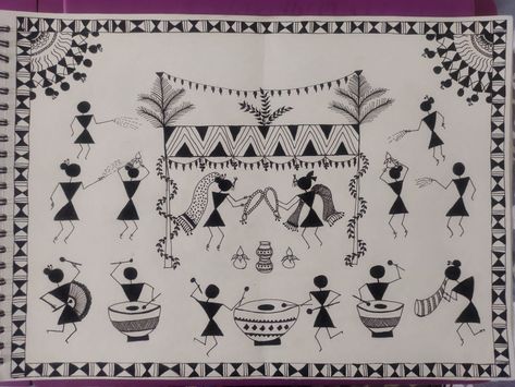 Warli Designs, Warli Paintings, Book Backdrop, Jamini Roy, Worli Painting, Warli Painting, Gond Art, Warli Art, Shiva Songs