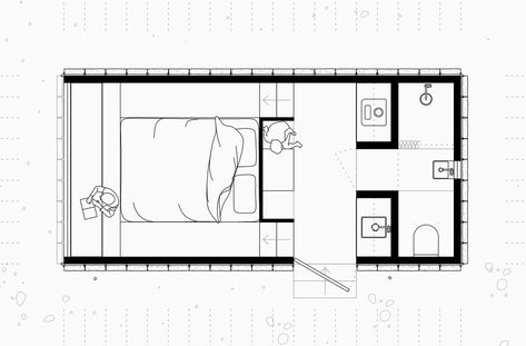 Studio Floor Plans, Hotel Plan, Hotel Room Design, Tiny House Floor Plans, Micro House, Apartment Plans, Small Room Design, Tiny House Cabin, Tiny Apartment