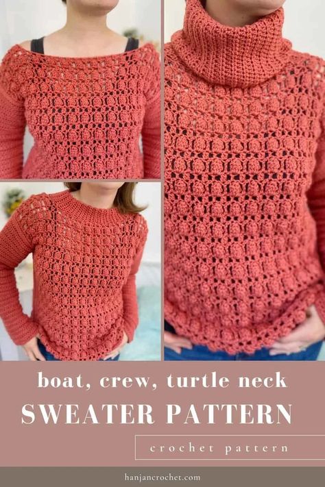 Textured Crochet Sweater Pattern - Florence Jumper - HanJan Crochet Crochet Sweater Pattern, Crochet Pullover, Textured Crochet, Crochet Jumper, Crochet Sweater Pattern Free, Crochet Ladies Tops, Haken Baby, Crochet Jacket, Crochet Cardigan Pattern