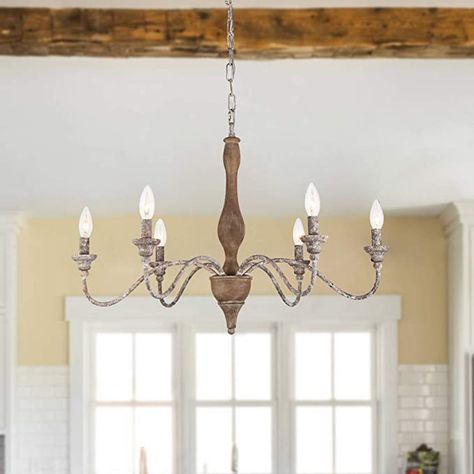 GOMUNIN Farmhouse French Country Chandelier Vintage 6-Light Metal Chandelier Retro Adjustable Hanging Light with Rust Arms Pendant Lighting for Christmas Gift Dining Room Kitchen Living Room - - AmazonSmile Country Light Fixtures, Rustic Chandelier Lighting, French Christmas Decor, Farmhouse Chandelier Lighting, Room Amazon, French Country Chandelier, Country Chandelier, Chandelier Farmhouse, Chandelier Vintage