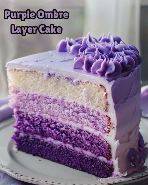 Lavender Cakes, Purple Ombre Cake, Purple Velvet Cakes, Violet Cakes, Purple Cakes Birthday, Lavender Cake, Cake Base, Layer Cake Recipes, Sweet 16 Cakes