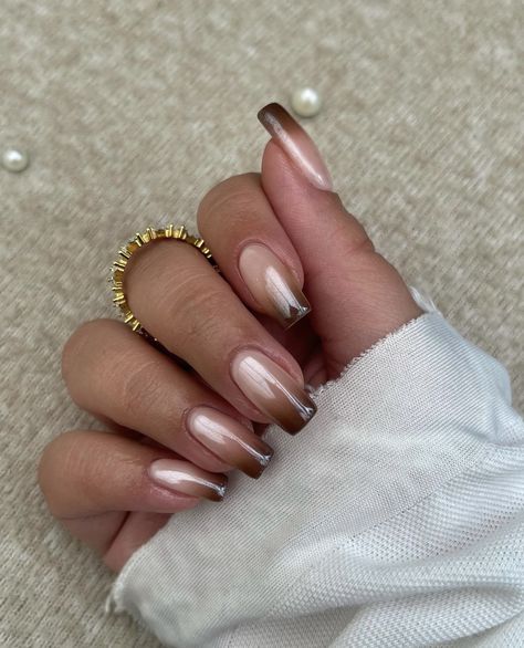 Ongles Beiges, Wife Nails, Baby Boomers Nails, Nude Nail Designs, Ombre Nail Designs, Mob Wife, Nails 2024, Brown Nails, Girls Nails