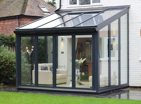 Lean To Conservatory Ideas, Small Conservatory, Lean To Conservatory, Modern Conservatory, Conservatory Extension, Small Sunroom, Glass Porch, Conservatory Kitchen, Glass Conservatory