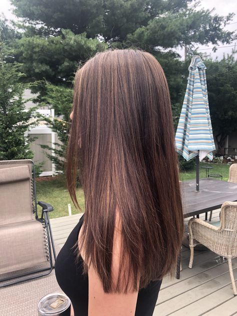 Long No Layers Haircut, Long Brown Haircut Straight, Haircut For Long Hair Straight, Long Blended Layers, Long Haircut Straight, Straight Mid Length Hair, Straight Brown Hair, Brown Hair Cuts, Brown Long Hair