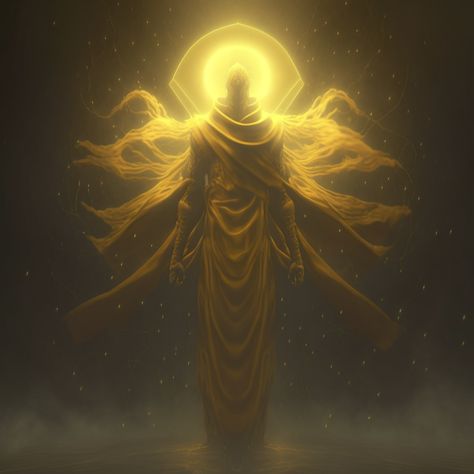 Sun God Fantasy Art, Eldritch Sun God, Eldritch Angel Concept Art, Sun Deity Art, God Of Knowledge Fantasy Art, God Of Time Art, God Of Fire Fantasy Art, Hastur Art, Gold Concept Art