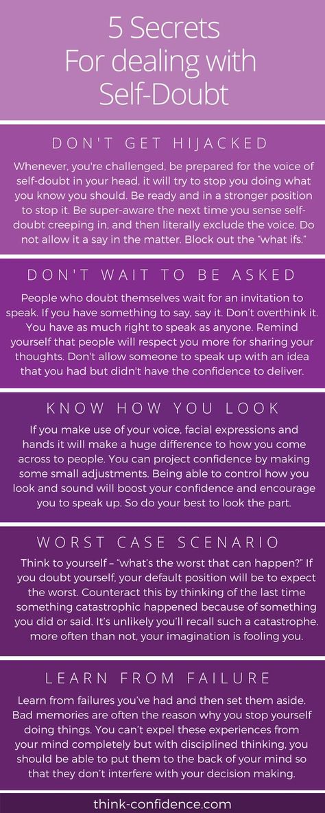 The secret to overcoming self-doubt.  Click infographic - Fantastic Techniques for building self-esteem and confidence. #selfesteem #selfconfidence #selfdoubt #confidence #confident #infographic #infographics Difficult Interview Questions, Job Interview Advice, Quotes Confidence, Interview Advice, Job Info, Interview Prep, Job Tips, Interview Skills, Building Self Esteem