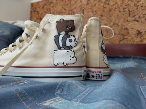 Converse shoe painting🐻🐼🐻‍❄️ Converse Shoe Painting, Cute Converse Shoes, Shoe Painting, Painting Shoes, Cute Converse, We Bare Bears, Bare Bears, Converse Sneakers, Painted Shoes