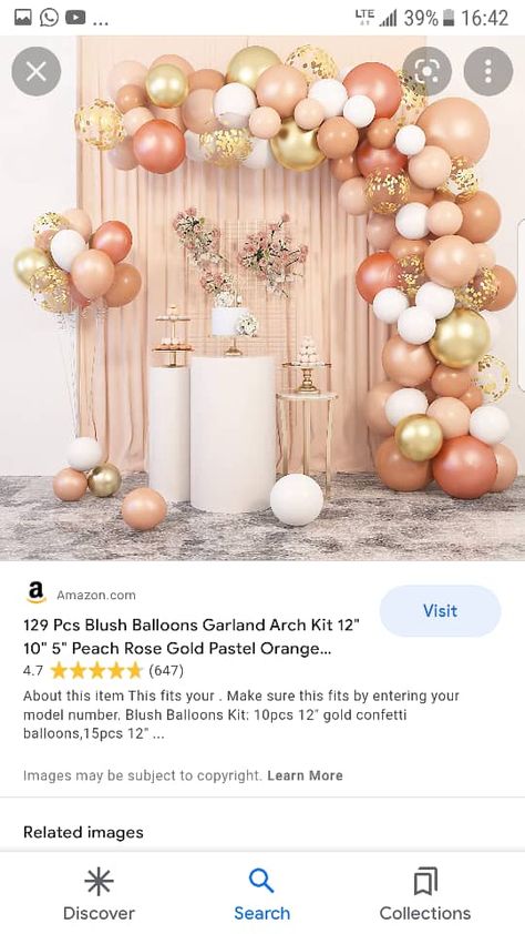 75th Birthday Decorations, Pink Party Theme, Blush Balloons, Gold Confetti Balloons, Balloon Kit, 75th Birthday, Arch Kit, Pink Themes, Peach Roses