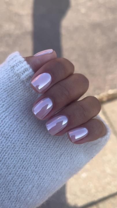 Biab Chrome Nails, Bubblebath Nails Chrome, Nail Ideas Biab, Nail Designs Nude Pink, Chrome Biab Nails, Chrome Nails Short Square, Biab Inspo Nails, Neutral Nails With Chrome, Crome Nails Square