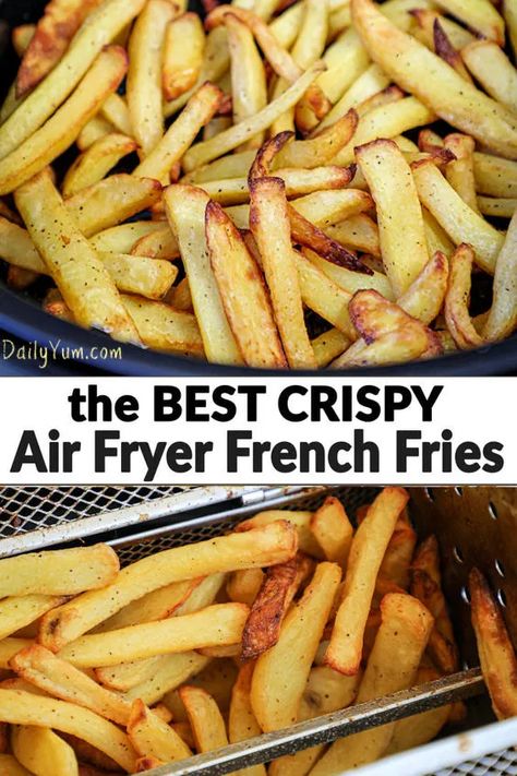 Easy Airfryer, Air Fry French Fries, Air Fryer Fries, Air Fryer French Fries, Homemade Fries, Making French Fries, French Fries Recipe, Crispy French Fries, Homemade French Fries