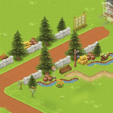 Hay Day Driveway Design, Hayday Driveway Design, Hayday Animal Layout, Hay Day Entrance Design, Hayday Entrance Design, Hayday Layout Ideas Machines, Hay Day Decorations, Hayday Animal Design, Hayday Farm Design Garden Layouts