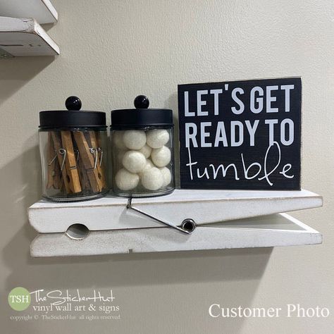 Simple Diy Laundry Room Ideas, Laundry Letterboard Quotes, Laundry Wall Decor Ideas, Laundry Room Above Cabinet Decor, Laundry Room Themes, Quirky Laundry Room, Laundry Room Gallery Wall, Cute Laundry Room Signs, Cricut Laundry Room Ideas