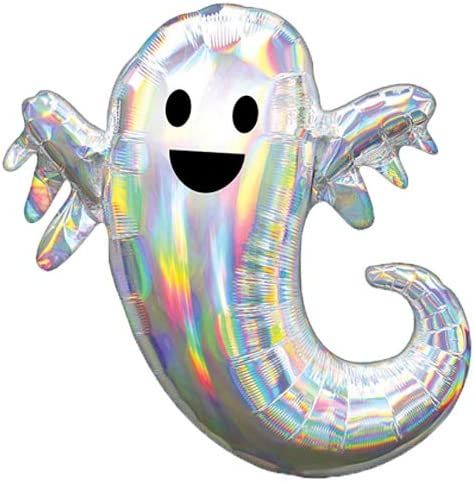 Amazon.com: Holographic Spooky Ghost 28" Foil Party Balloon : Home & Kitchen Halloween Ghost Decorations, Iridescent Foil, Halloween Balloons, Ghost Decoration, Holographic Foil, Friendly Ghost, Halloween Party Themes, Theme Halloween, Mylar Balloons