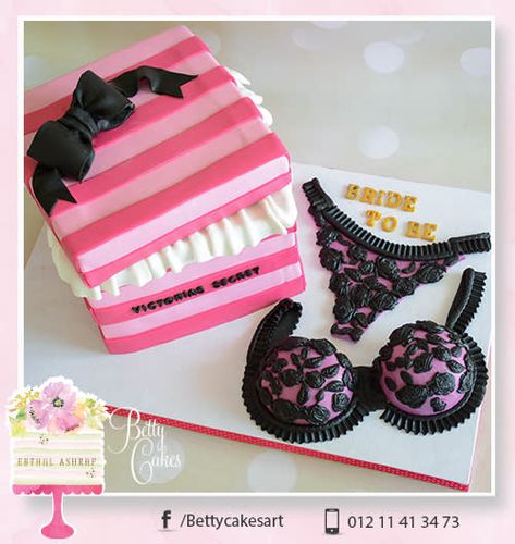 Victoria’s Secret gift box  - cake by BettyCakesEbthal Lingerie Shower Cake, Baby Reveal Party Decorations, Lingerie Cake, Victoria Secret Cake, Money Birthday Cake, Victoria Secret Gifts, Camera Cakes, Bachelorette Cake, Bridal Cake