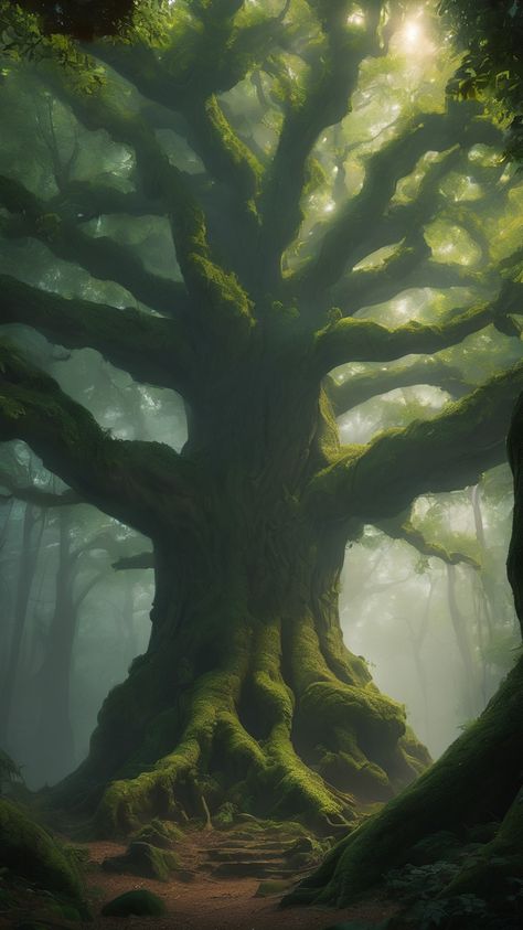 Huge Trees Forest, Giant Tree Aesthetic, Old Growth Trees, Large Tree Aesthetic, Old Trees Aesthetic, Ash Tree Aesthetic, Giant Tree Fantasy Art, Gentle Giant Aesthetic, Big Tree Aesthetic