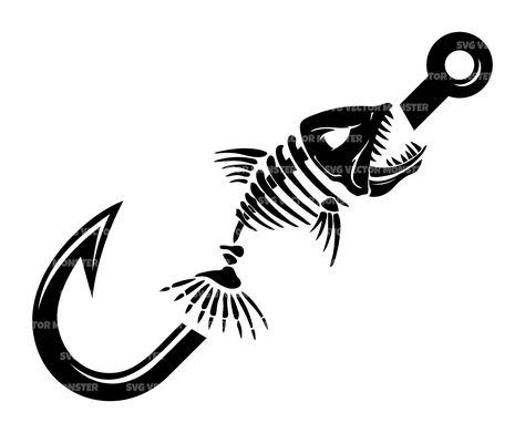 Skeleton Fish, Fish Svg, Metal Ideas, Fishing Decals, Bass Fish, Cross Svg, Doodle Icon, Fish Logo, Fishing Svg