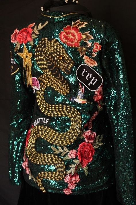 Reputation Jacket, Rep Tour, Glitter Jacket, Largest Snake, Small Snakes, Handmade Patch, Womens Jackets, Crystal Heart, Eras Tour