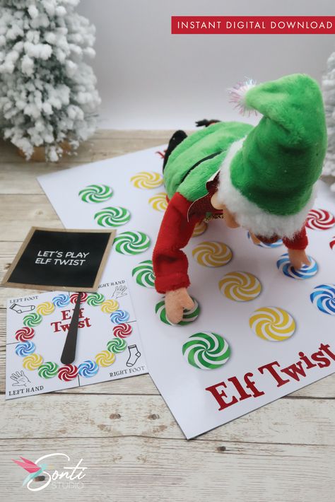 Elf Arrange on Twist game board with spinner and chalkboard How To Catch An Elf Activities, Elf Twister, Elf 2024, Elf Accessories, Elf Games, Operation Game, Doll Miniatures, Elf Kit, Elf Props